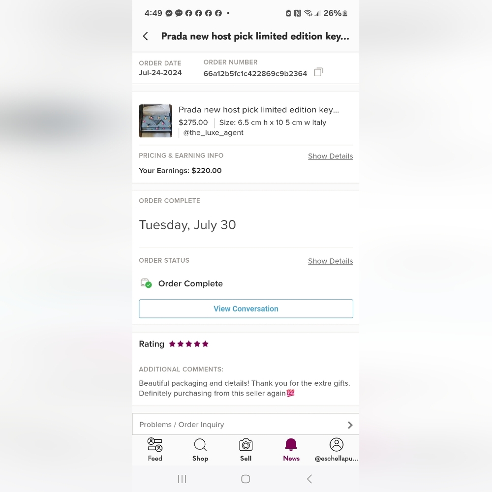 Read I love  posh because of sellers love notes,when you buy from me five stars